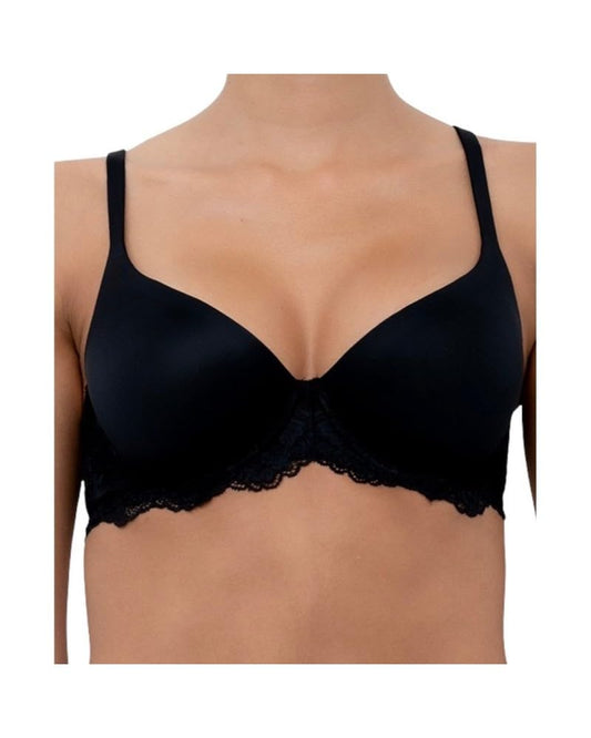 LORMAR 1 Pezzo Reggiseno Mousse Pizzo in Microfibra e Pizzo con Ferretto - Coppa B - C