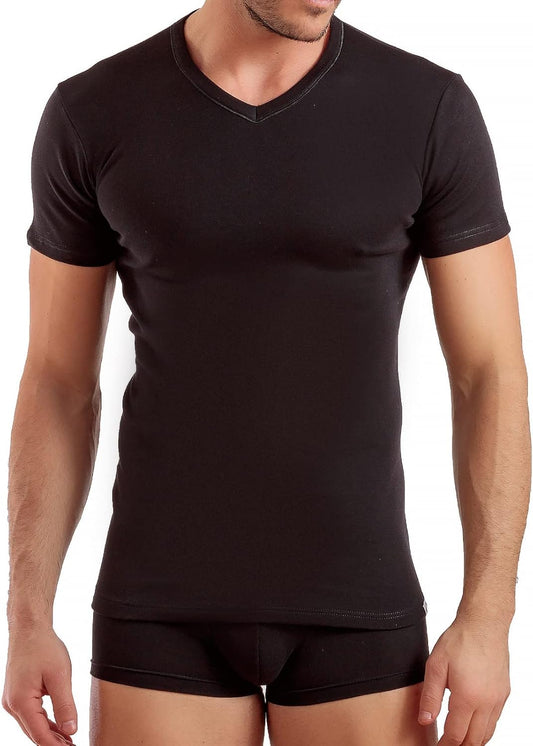 Maglia Coveri Uomo Scollo a V Mezza Manica ET1201 in Cotone Interlock CF DA 3 PZ