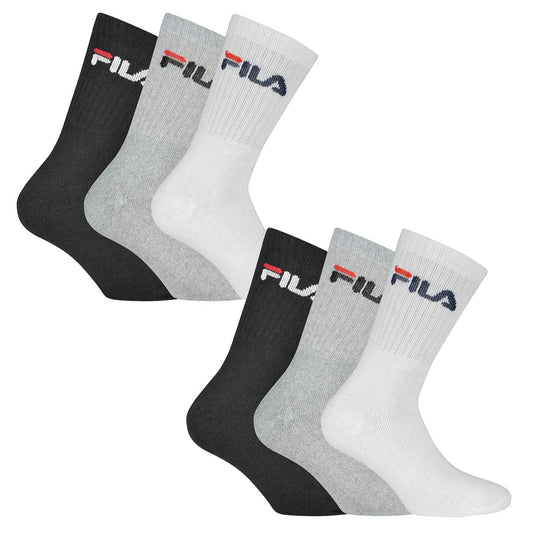 FILA 6 paia di calzini unisex in spugna con logo in vita, confezione da 3