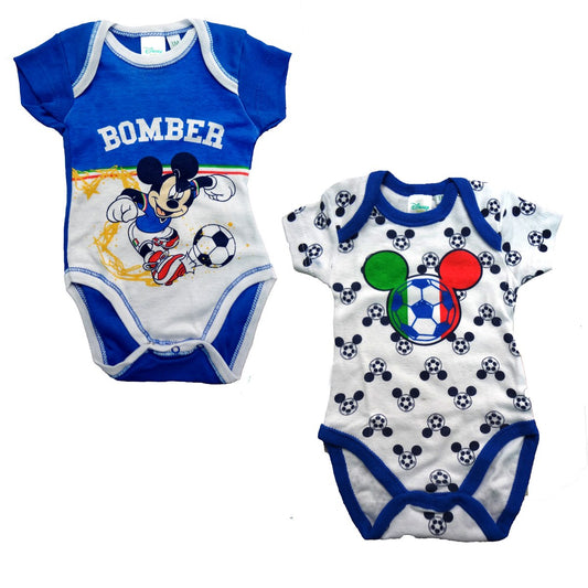 Disney 2 Body Neonato Mezza Manica Americana in Cotone Mickey Nuova Collezione Art. WD101271