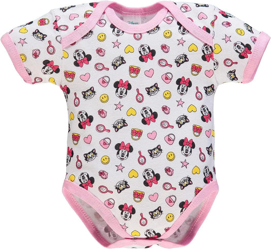 Ellepi Body Disney Mezza Manica Neonato Cotone Minnie Topolino Mesi Neonata Anni Bambino Baby Shower Regali Bambina Bimbo Bimba Intimo Neonati Bodini Maniche Maschio Femmina (0 Mesi, Minnie Fuxia)