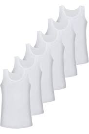 White cotton girls' tank top with satin edge (pack of six) item Op 102 - Speedy