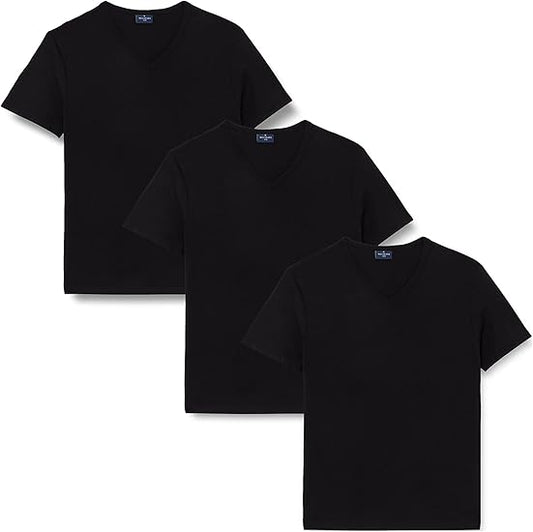 Men's V-Neck Half Sleeve Jersey Cotton T-Shirt Item 512 (Pack of 3) - Navigare