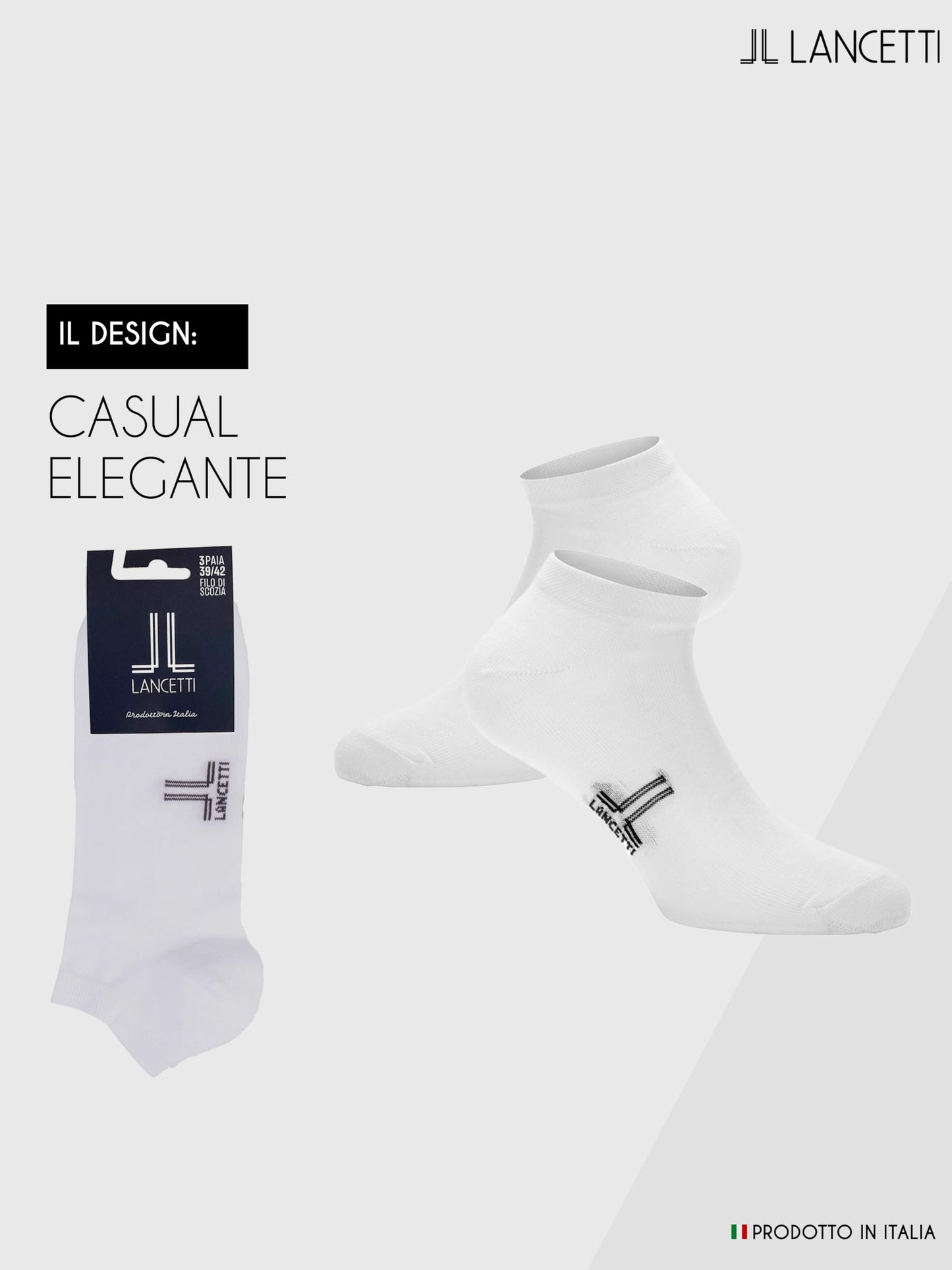 LANCETTI -6 paia di calzini corti uomo o donna, calzini in filo di cotone di Scozia – comfort e qualità