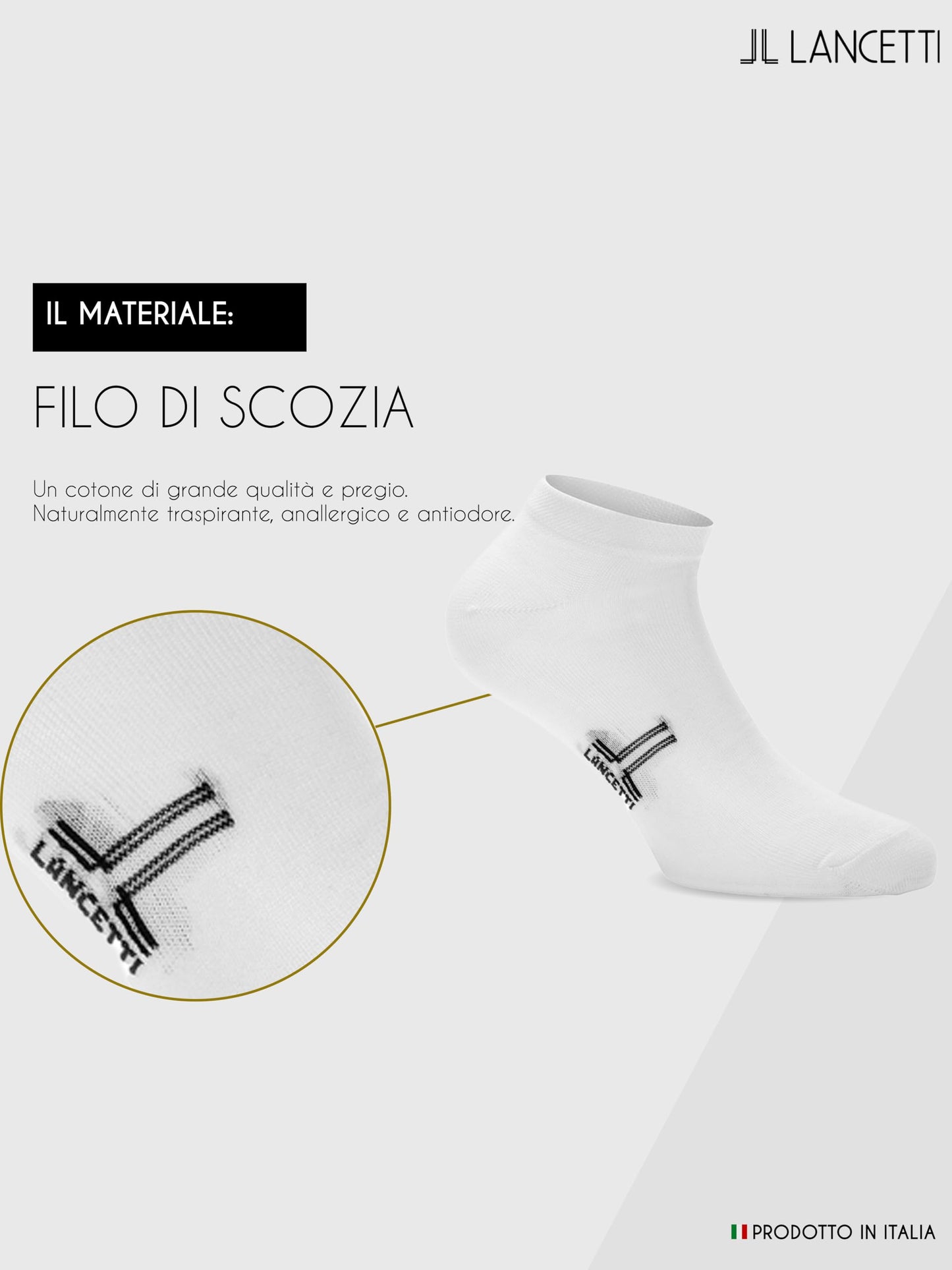 LANCETTI -6 paia di calzini corti uomo o donna, calzini in filo di cotone di Scozia – comfort e qualità