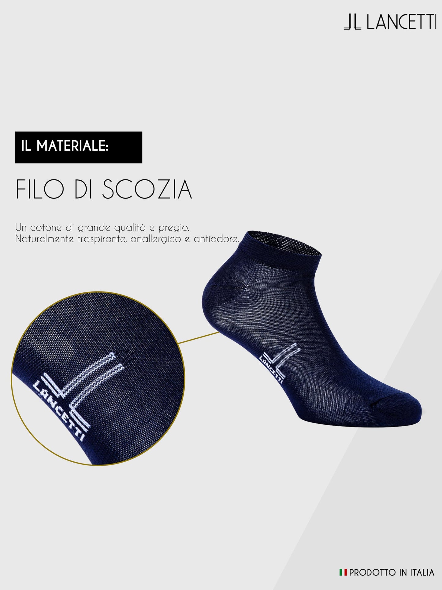 LANCETTI -6 paia di calzini corti uomo o donna, calzini in filo di cotone di Scozia – comfort e qualità