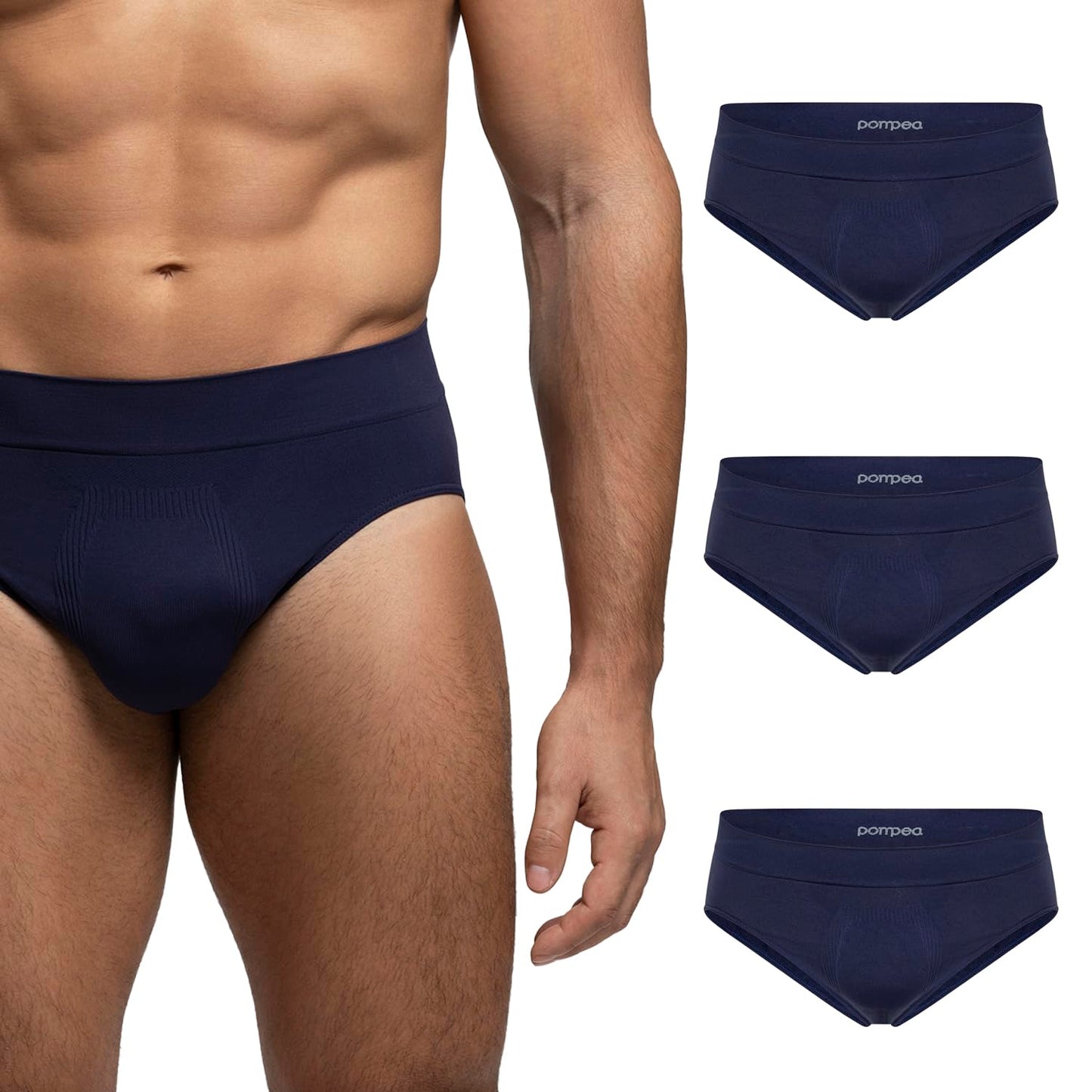 POMPEA Men's Slip U Seamless Briefs (Pack of 3)