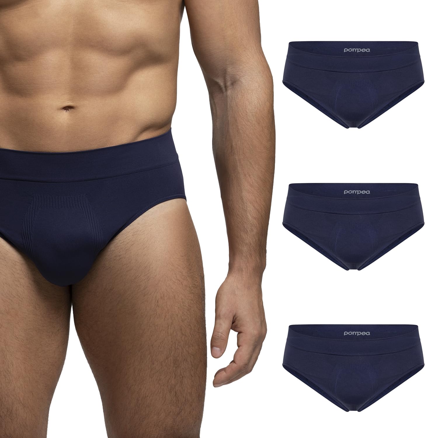 POMPEA Men's Slip U Seamless Briefs (Pack of 3)