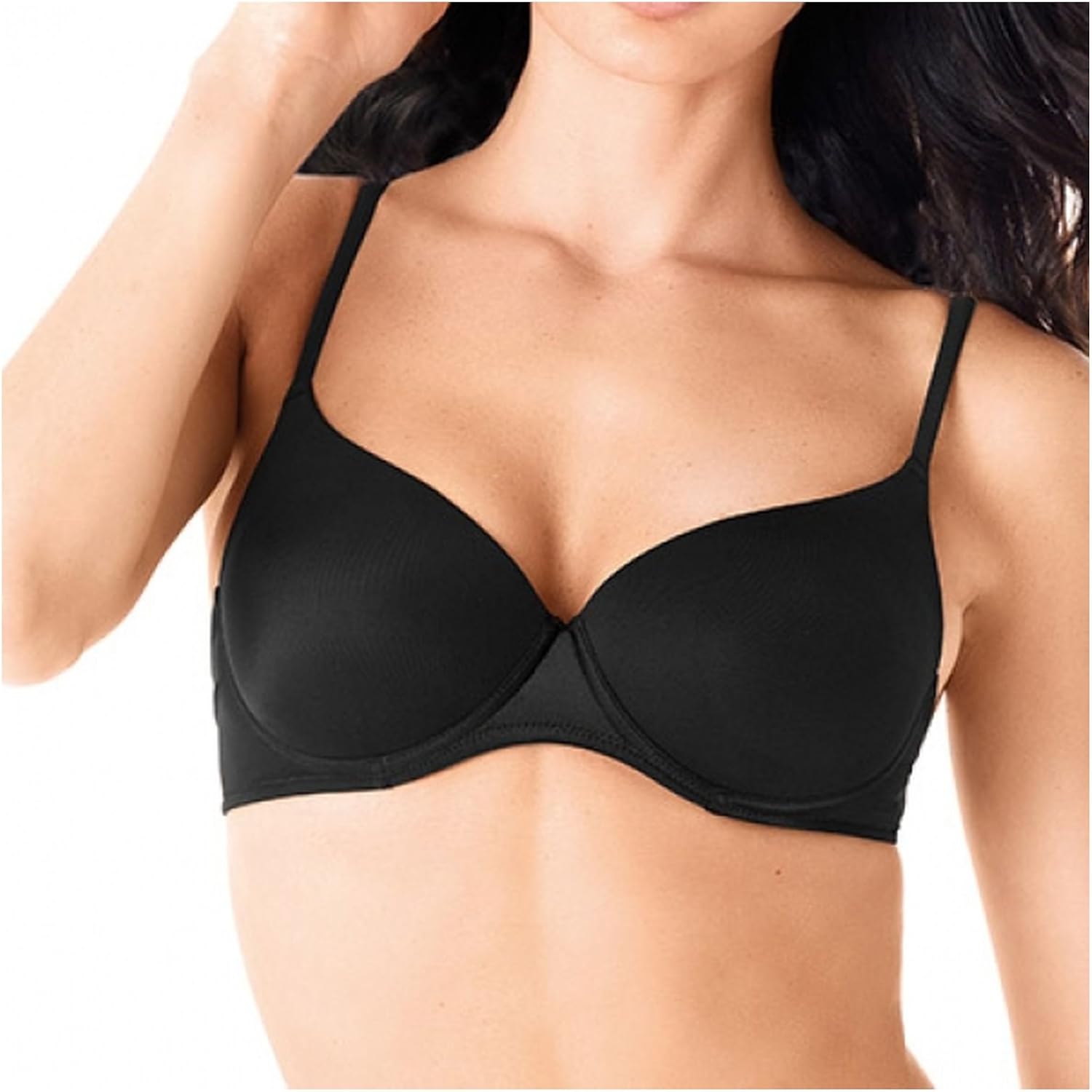 LORMAR Reggiseno Balconcino Mousse Liscio Coppa C - Realizzato in Microfibra con Ferretto e Coppa Preformata in Tessuto Strech Disponibile nei Colori Bianco, Nero e Nudo