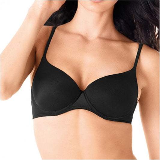 LORMAR Reggiseno Balconcino Mousse Liscio Coppa C - Realizzato in Microfibra con Ferretto e Coppa Preformata in Tessuto Strech Disponibile nei Colori Bianco, Nero e Nudo