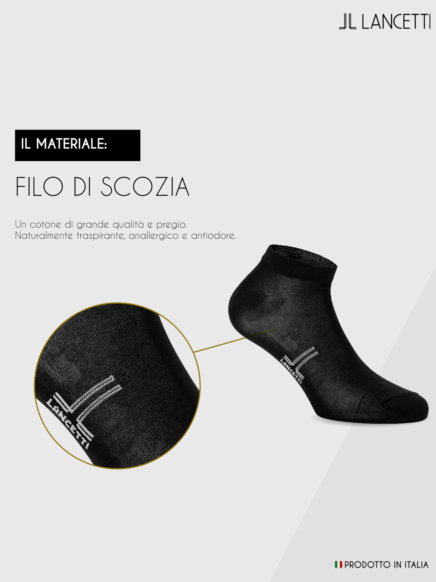 LANCETTI -6 paia di calzini corti uomo o donna, calzini in filo di cotone di Scozia – comfort e qualità
