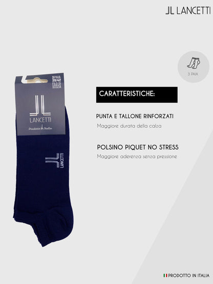 LANCETTI -6 paia di calzini corti uomo o donna, calzini in filo di cotone di Scozia – comfort e qualità