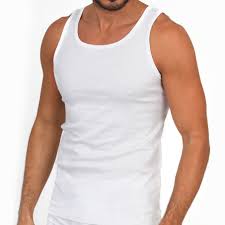 Men's wide shoulder tank top in cotton with striped rib (6-piece pack) item OP19 - Speedy