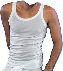 Men's tank top with narrow shoulder, white, smooth rib / striped rib (6-piece pack) item OP20 / OP21 - Speedy