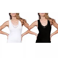 Débardeur femme en coton à épaules larges et broderie macramé (pack de 6 pièces) article OP23 - Speedy